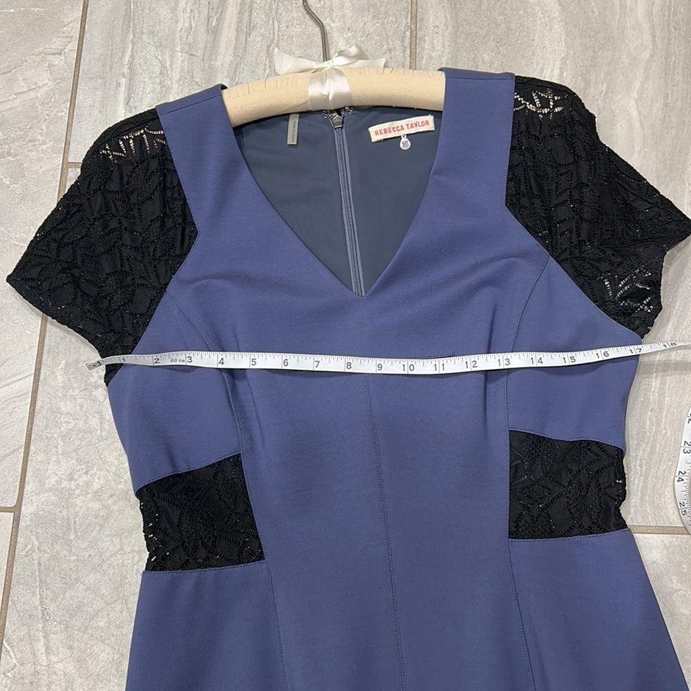 Rebecca Taylor purple professional dress black lace inserts 10 8 - Picture 8 of 10